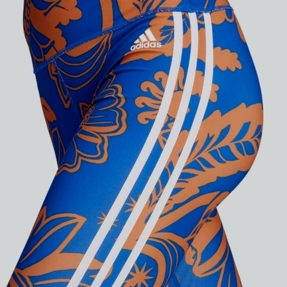 Adidas Farm Rio Leggins Yoga Work Out Capri White Blue Bronze NWT - Picture 2 of 6